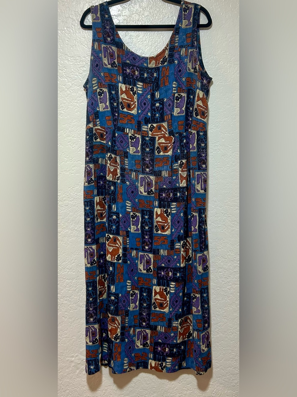 Hilo Hattie Multicolor Blue, Purple & Brown Maxi Dress with Pockets